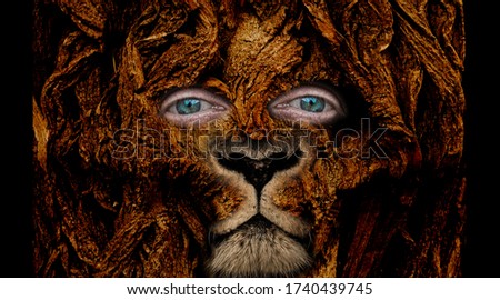 Lion Tree Picture Wooden Art