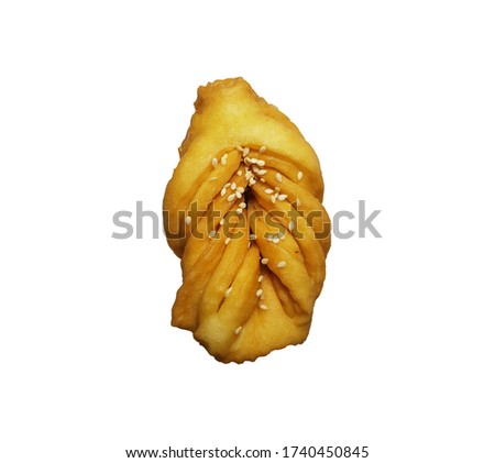 an Algerian single traditional cake isolated on white background
