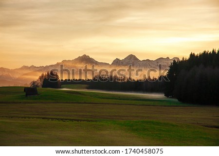 Mood Lightning in the Allgäu with the alps in background