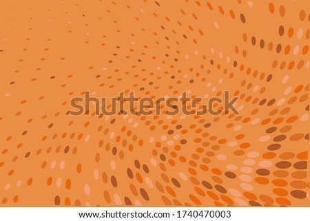 Orange dynamic background. Pattern of dotted lines, circles of different scale. Futuristic pattern. Monochrome backdrop to create backgrounds, templates, posters in a modern minimalist style