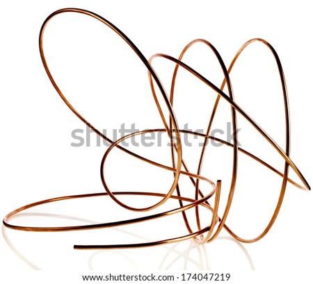 copper pipes isolated on white background 