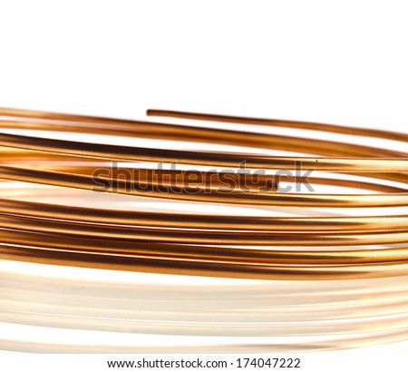 copper pipes isolated on white background 