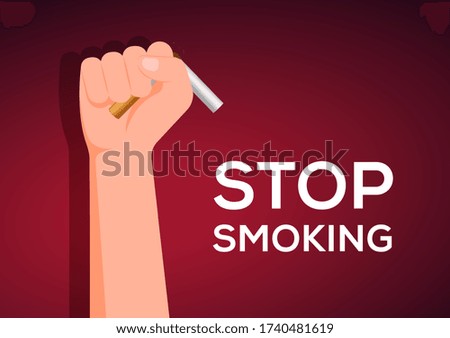 stop smoking sign vector, broken cigarette in hand
