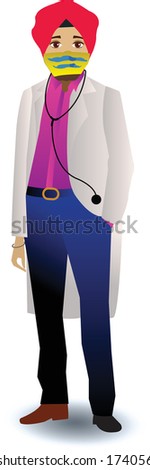 young Indian doctor with stethoscope and coat 