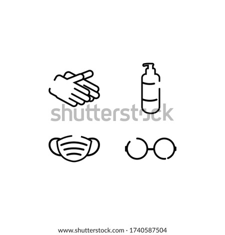 icon as clean mask, hand, hand sanitizer