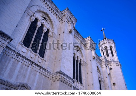 The Basilica of Notre Dame de Fourviere overlooking Lyon, France.