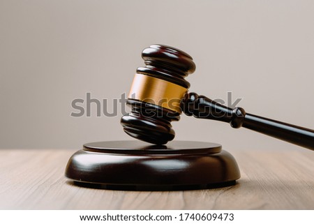 Judge Gavel on a wooden table. The concept of law. sentence, justice