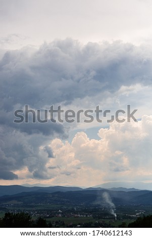 Blue sky and cloud on summer daytime, abstract wallpaper background of sky atmosphere, cloudy clear and bright beauty space outdoor nature, high view scenic landscape on summer season weather climate