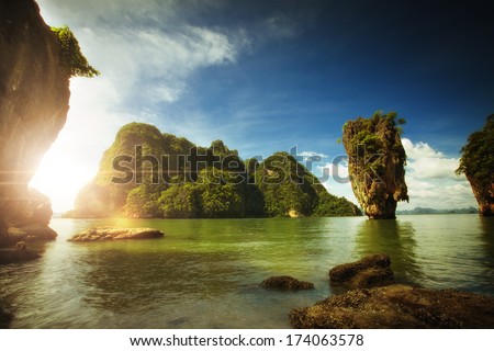 View of nice tropical  island  in summer environment  Royalty-Free Stock Photo #174063578
