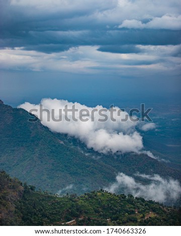 clouds hitting on hill, beautiful landscape view