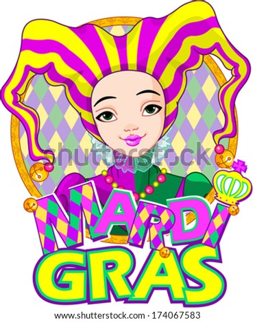 Mardi Gras harlequin lady design