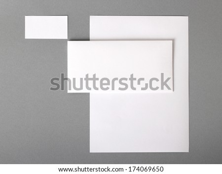 Empty set: sheet A4, envelope and business card