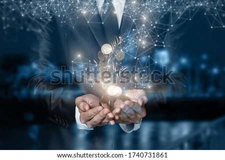 The concept of obtaining capital from the network. Royalty-Free Stock Photo #1740731861