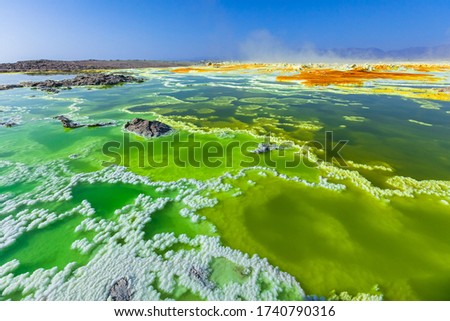 danakil depression dallol volcano colorful acid sulfur lake Royalty-Free Stock Photo #1740790316