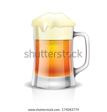 Beer mug isolated on white photo-realistic vector illustration