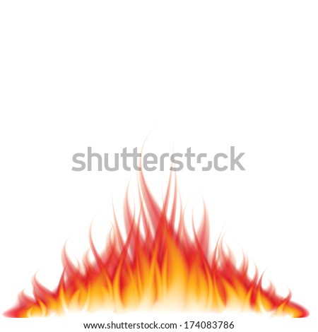 Burning fire isolated on white photo-realistic vector illustration