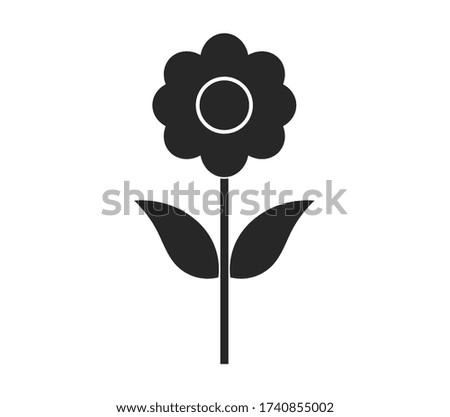 Black flower icon. Vector illustration.