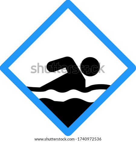 Unsupervised Beach Concept, Swim at your own risk vector blue color Icon design, Pool and beach safety rules on white background,  No Lifeguard on Duty