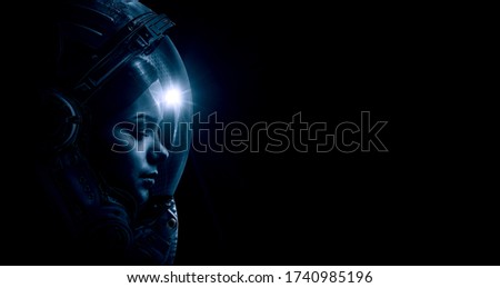 Astronaut at spacewalk . Mixed media Royalty-Free Stock Photo #1740985196