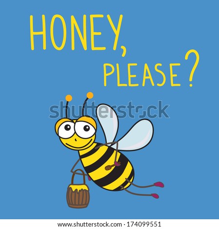 Vector illustration with bee and honey