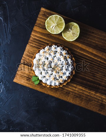 Lemon pie with nice background.
Top view. Copy Space