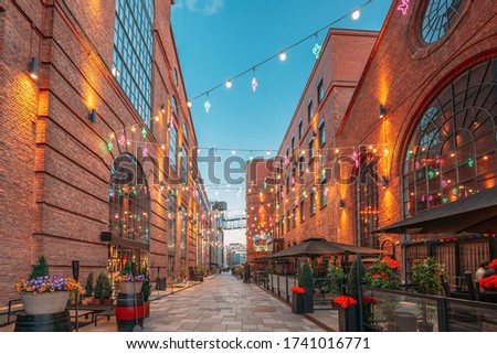 Oslo, Norway. Evening View Of Old Houses In Aker Brygge District. Summer Evening. Famous And Popular Place. Royalty-Free Stock Photo #1741016771