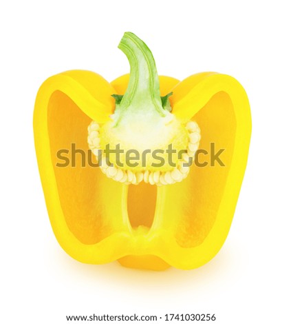 Half of yellow Bell pepper isolated on a white background. Clip art image for package design.
