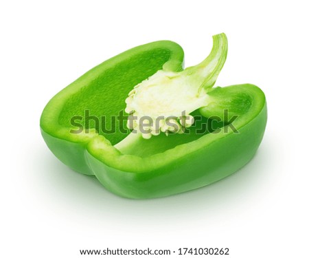 Half of green Bell pepper isolated on a white background. Clip art image for package design.