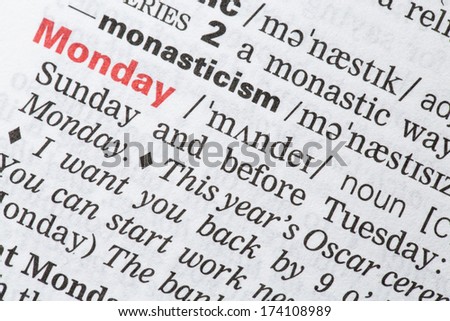 The word Monday in the dictionary