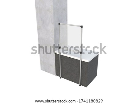 3D render of Sneeze or droplet guard with floor fastening on white background with clipping path