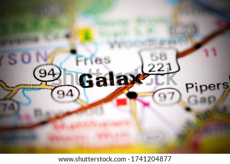 Galax. Virginia. USA on a geography map Royalty-Free Stock Photo #1741204877