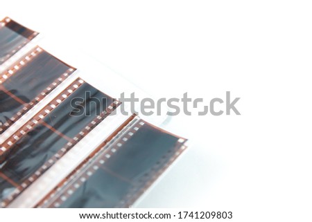 Photographic film on white background