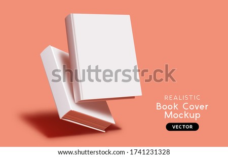 Blank book cover mockup layout design with shadows for branding. Vector illustration.
