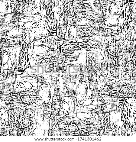 Texture cracks black, white background. Effect shards, concrete, stone, asphalt. Seamless pattern. Cracked earth. Scratched design. Structure cracking ground. Dry surface soil. Distressed cracks