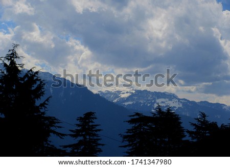 Beautiful Snow covered mountain ranges in  India Shimla