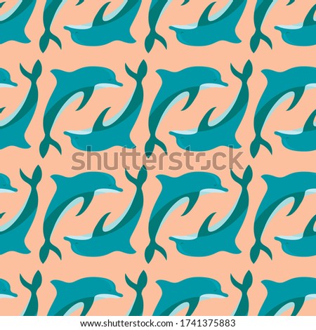 Dolphin pattern , illustration, vector on white background