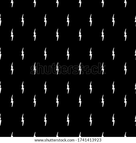Seamless pattern with hand drawn thunder. Black background.