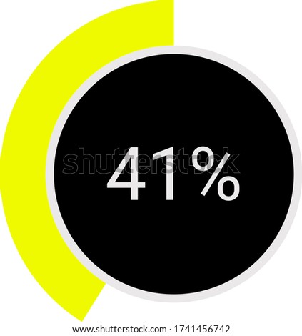 circle percentage diagram showing 41% ready-to-use for web design, user interface (UI) or infographic - indicator with yellow