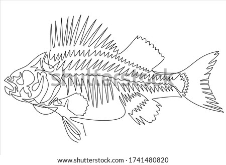 Fish Bone One Single Continuous Line Vector Illustration Abstract Graphic