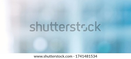 abstract blurred inside interior hospital corridor blue color in panoramic background with light concept.