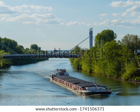Freight Ship on Main Danube Channel Bamberg Germany 