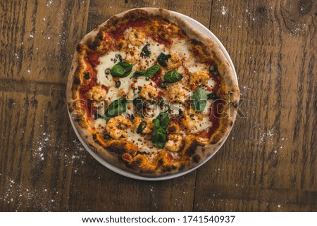 Shrimp Prawn Basil Pizza Hot and Spicy