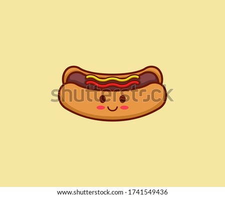 Cute hot dog cartoon, funny food vector illustration