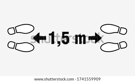 Social Distancing 1,5 m or 1,5 Metres Keep Safe Distance Shoeprints Icon. Vector Image. Royalty-Free Stock Photo #1741559909