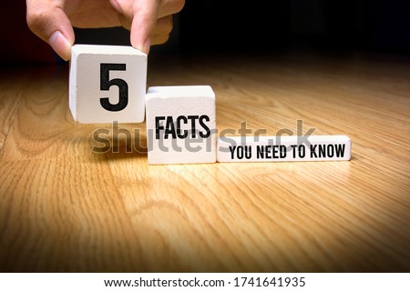 White Box with words 5 Facts you need to know, Idea for keys to succed, acknowledge, learning and news Royalty-Free Stock Photo #1741641935