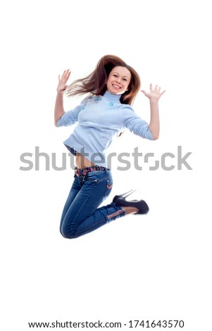 jumping girl on a white background
