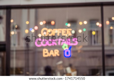 cafe sign " coffee cocktails bar"