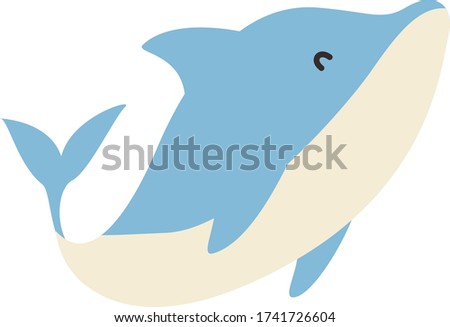 Cute dolphin Cartoon, Vector illustration dolphin on a white background. Drawing for children