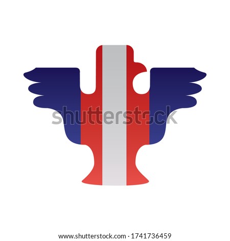 eagle silhouette with usa flag degraded style vector illustration design