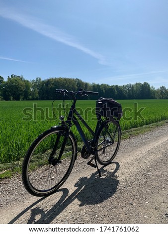 Travelling on the bike in the village
